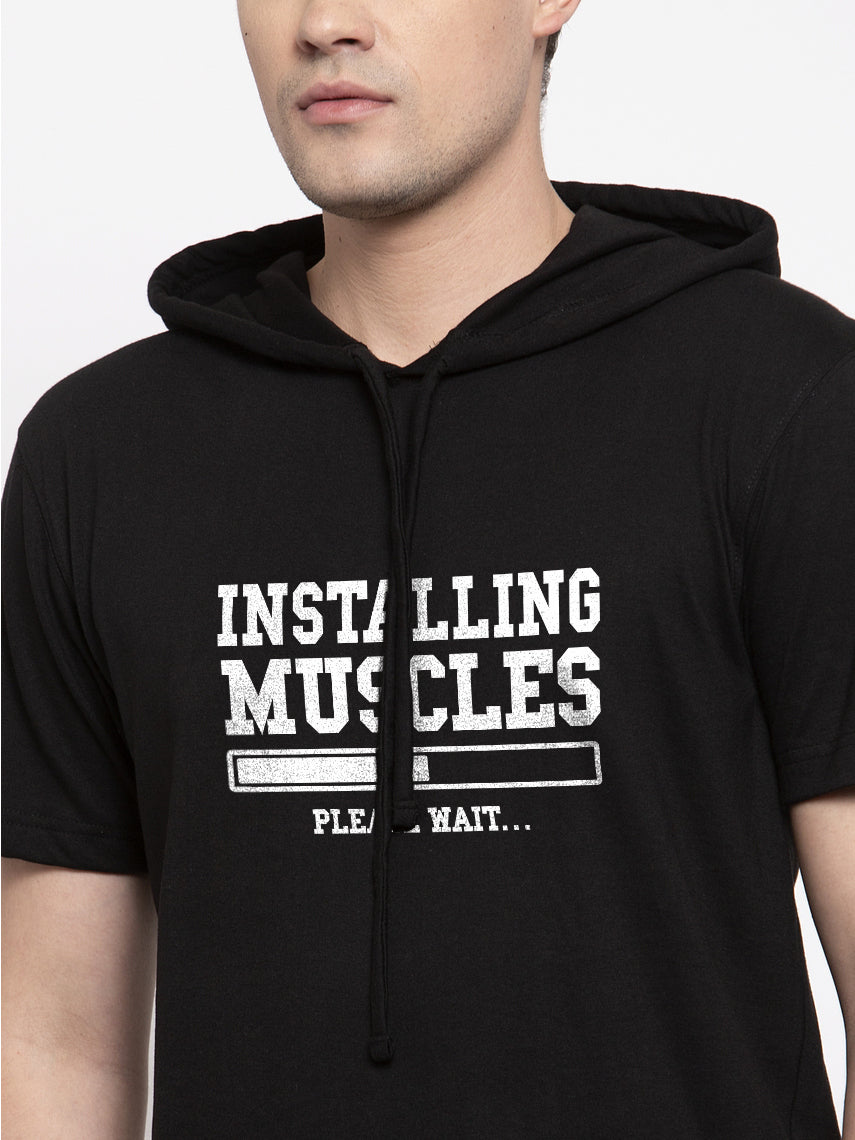 Installing Muscles Half Sleeves Printed Hoody T-shirt - Friskers