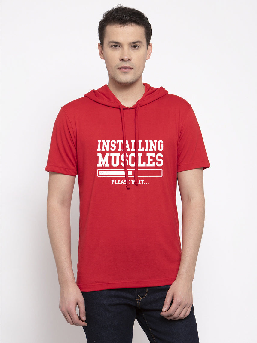 Installing Muscles Half Sleeves Printed Hoody T-shirt - Friskers