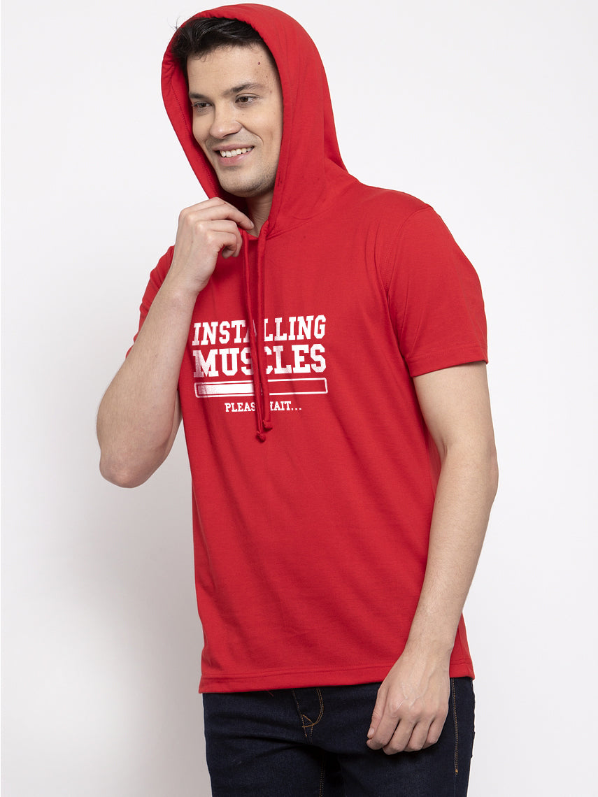 Installing Muscles Half Sleeves Printed Hoody T-shirt - Friskers