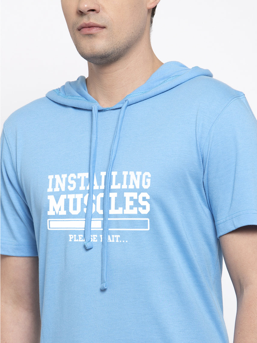 Installing Muscles Half Sleeves Printed Hoody T-shirt - Friskers