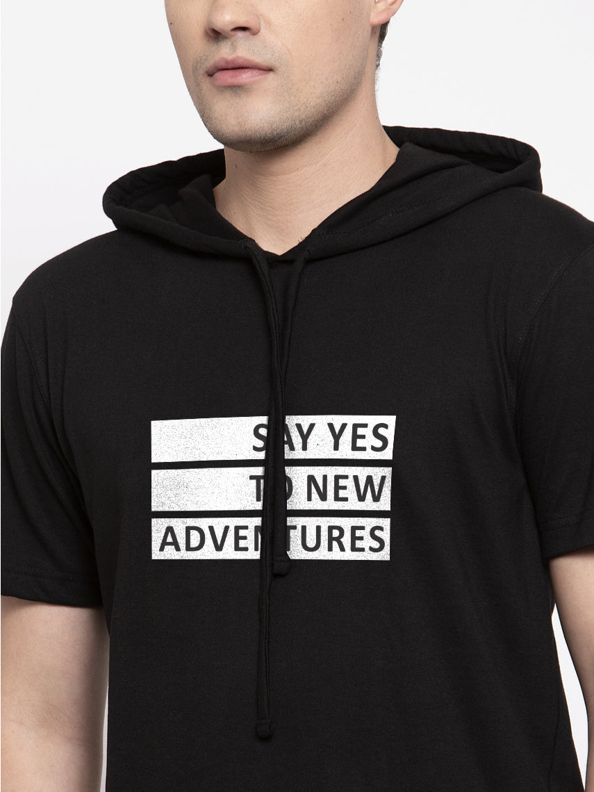 Say Yes To New Adventure Half Sleeves Hoody T-shirt - Friskers