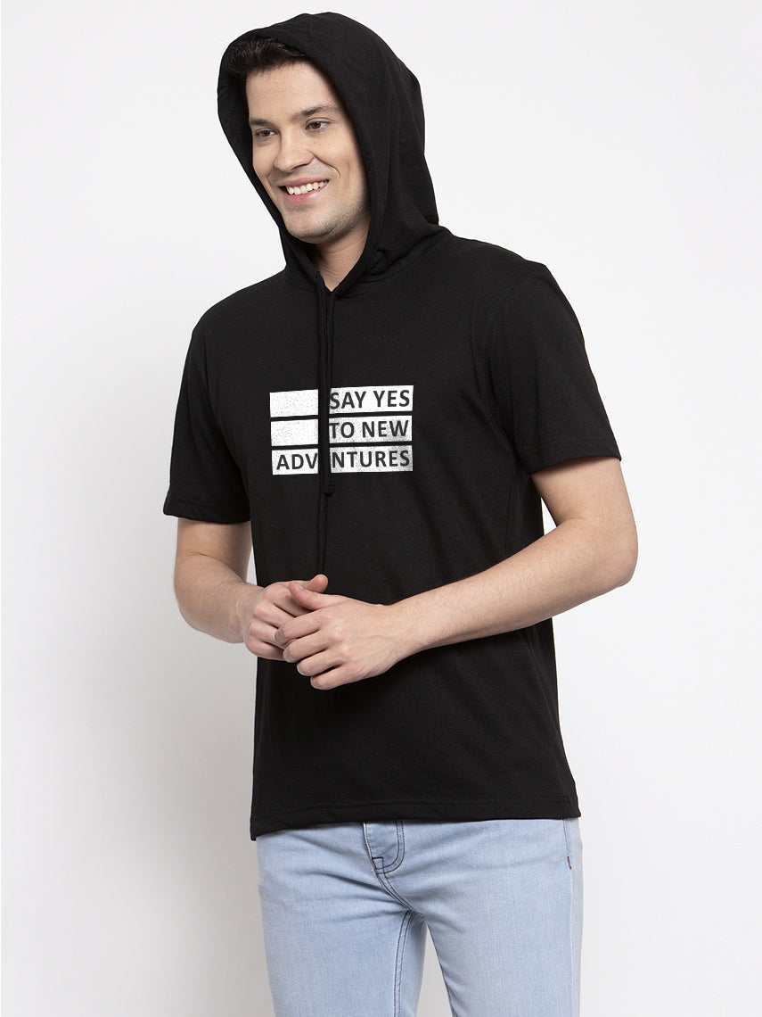Say Yes To New Adventure Half Sleeves Hoody T-shirt - Friskers