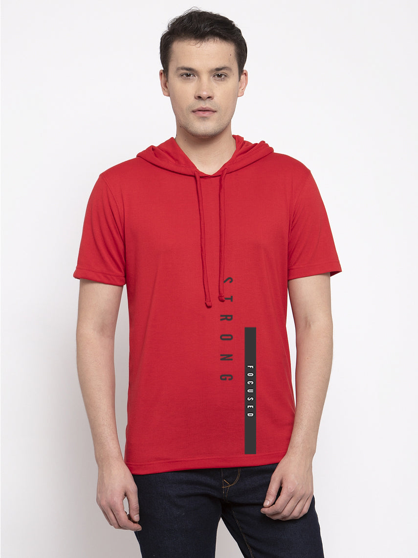 Strong Focused  Half Sleeves Printed Hoody T-shirt - Friskers