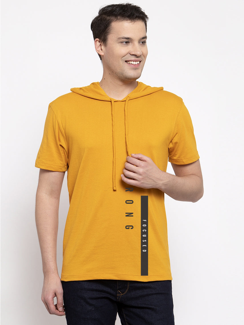 Strong Focused  Half Sleeves Printed Hoody T-shirt - Friskers