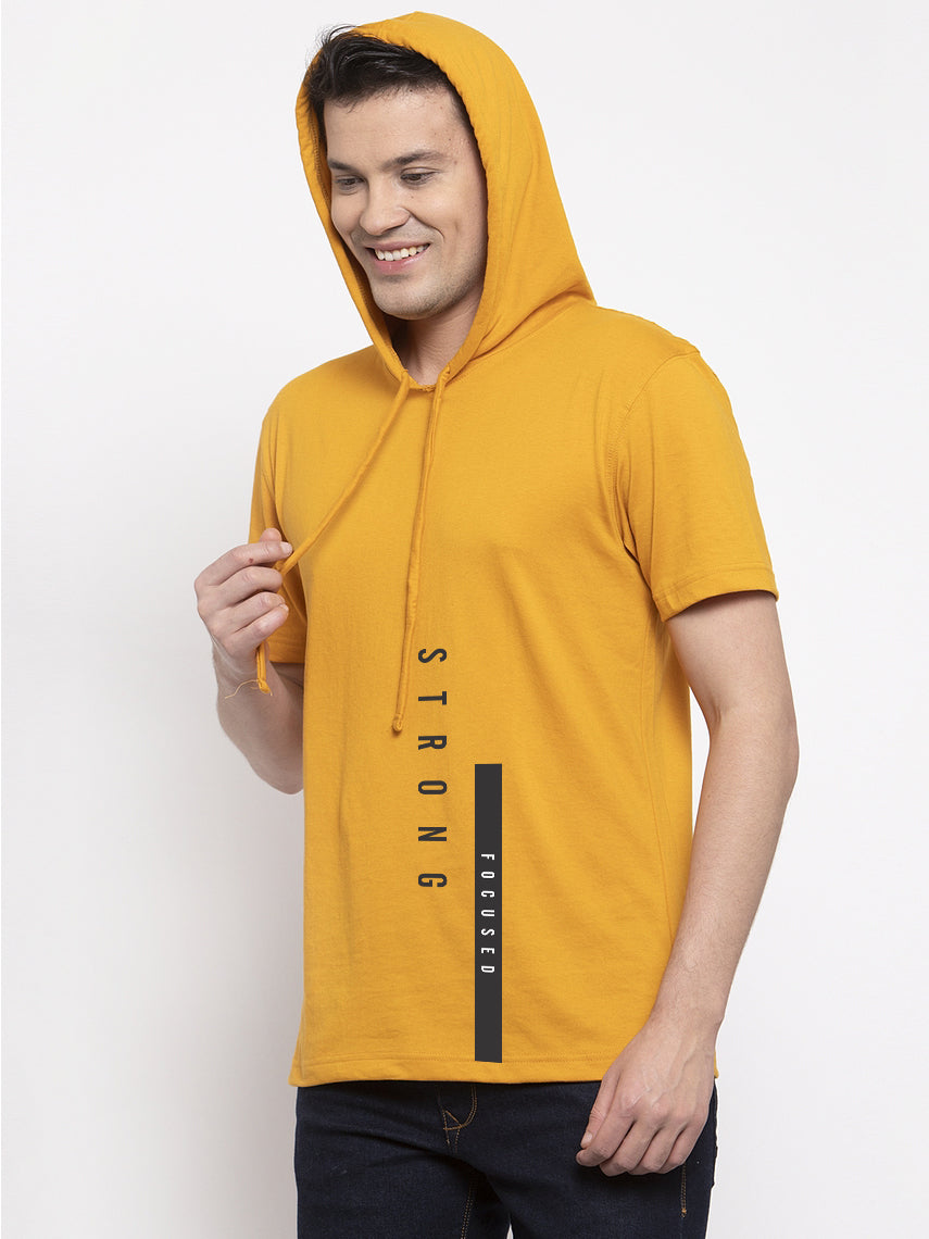 Strong Focused  Half Sleeves Printed Hoody T-shirt - Friskers