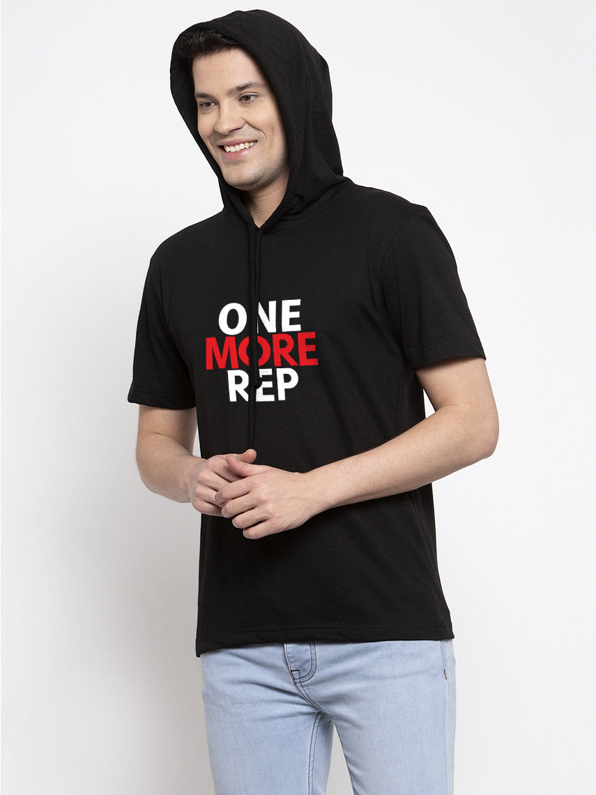 One More Rep Half Sleeves Hoody Black T-shirt - Friskers
