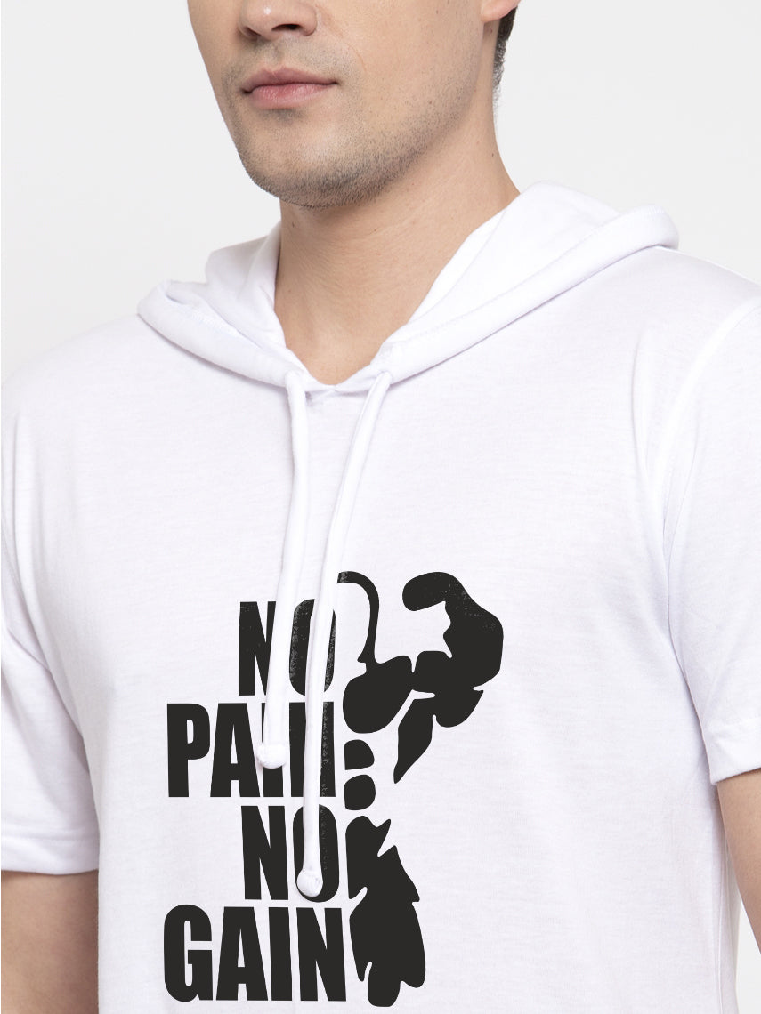 No Pain No Gain  Half Sleeves Printed Hoody T-shirt - Friskers