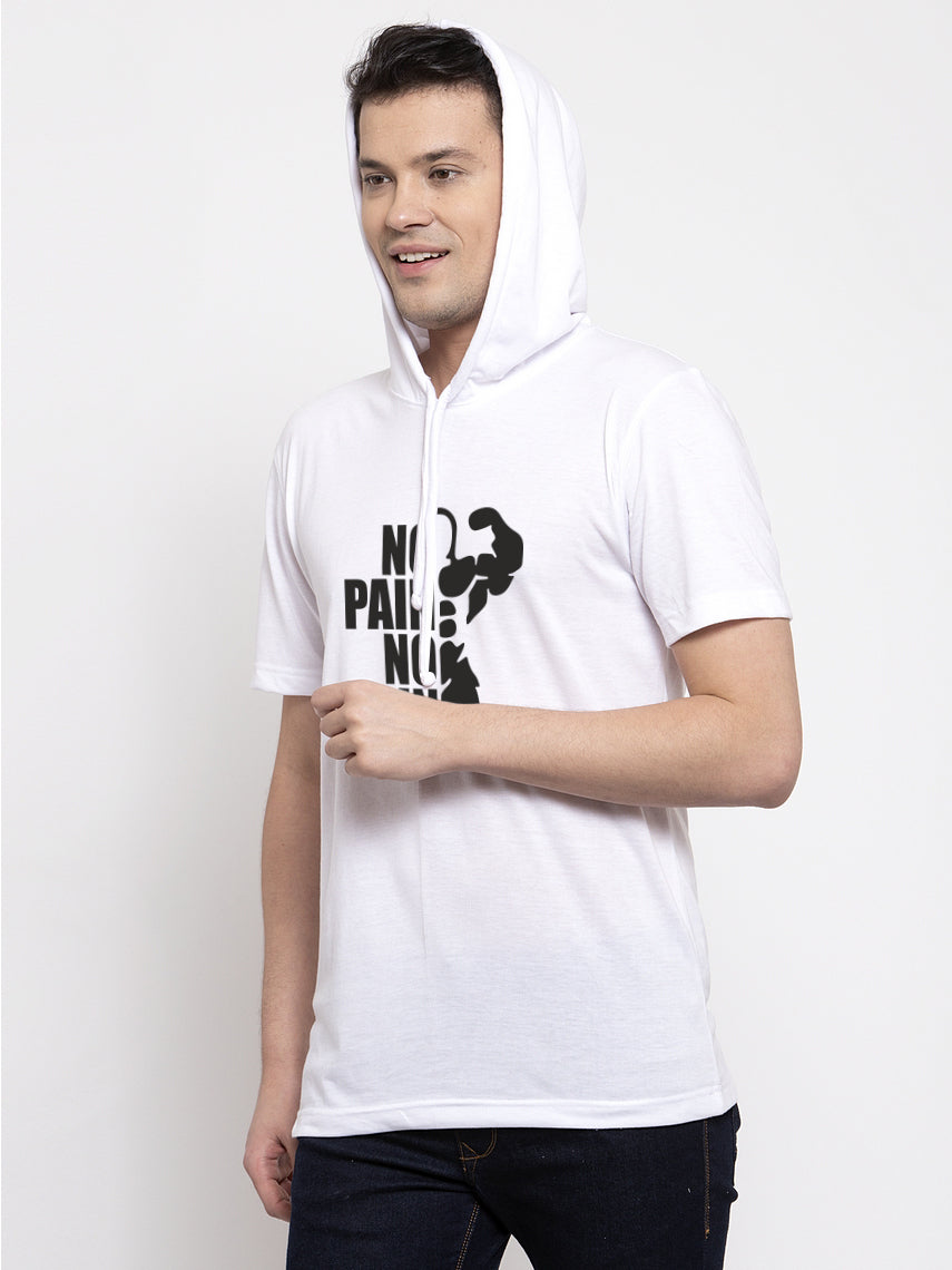 No Pain No Gain  Half Sleeves Printed Hoody T-shirt - Friskers