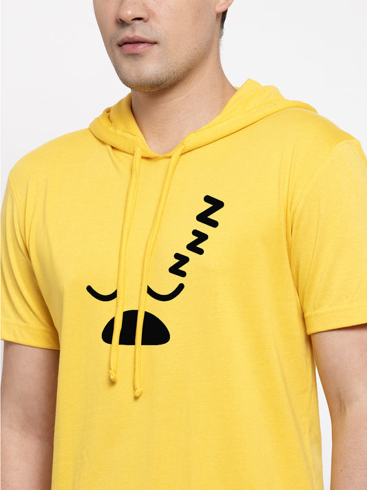 Sleepy Mode Half Sleeves Printed Hoody T-shirt - Friskers