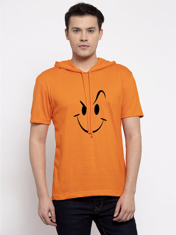 Smiley Half Sleeves Printed Hoody T-shirt - Friskers