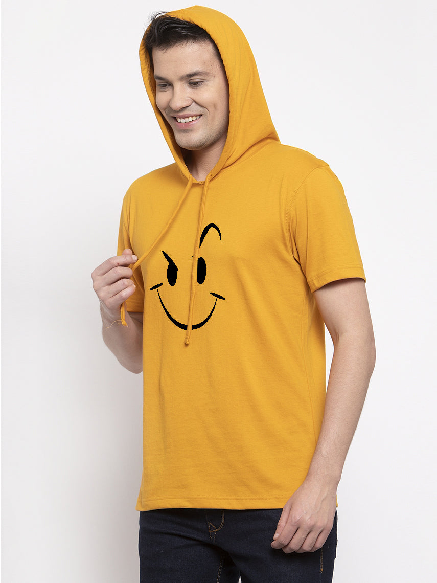 Smiley Half Sleeves Printed Hoody T-shirt - Friskers