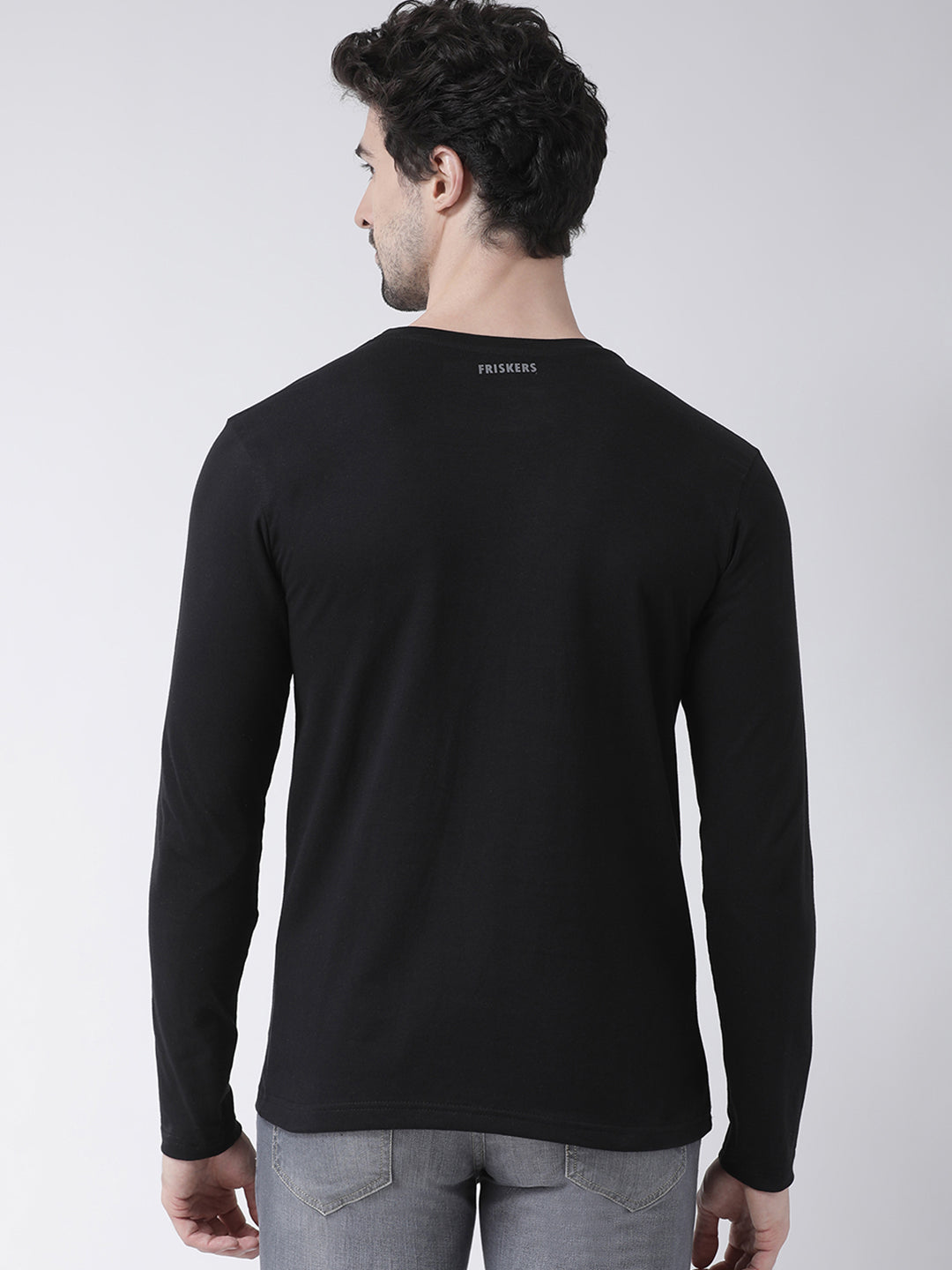 Men Solid Round Neck Full Sleeve T-shirt - Friskers