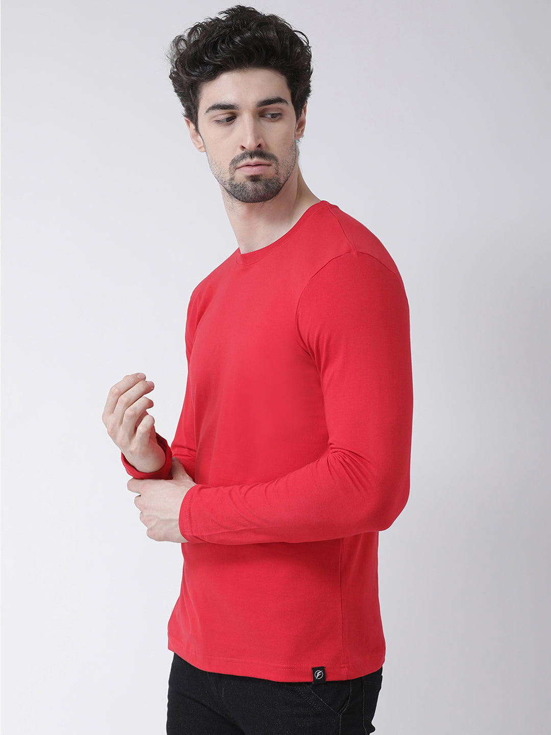 Men Solid Round Neck Full Sleeve T-shirt - Friskers