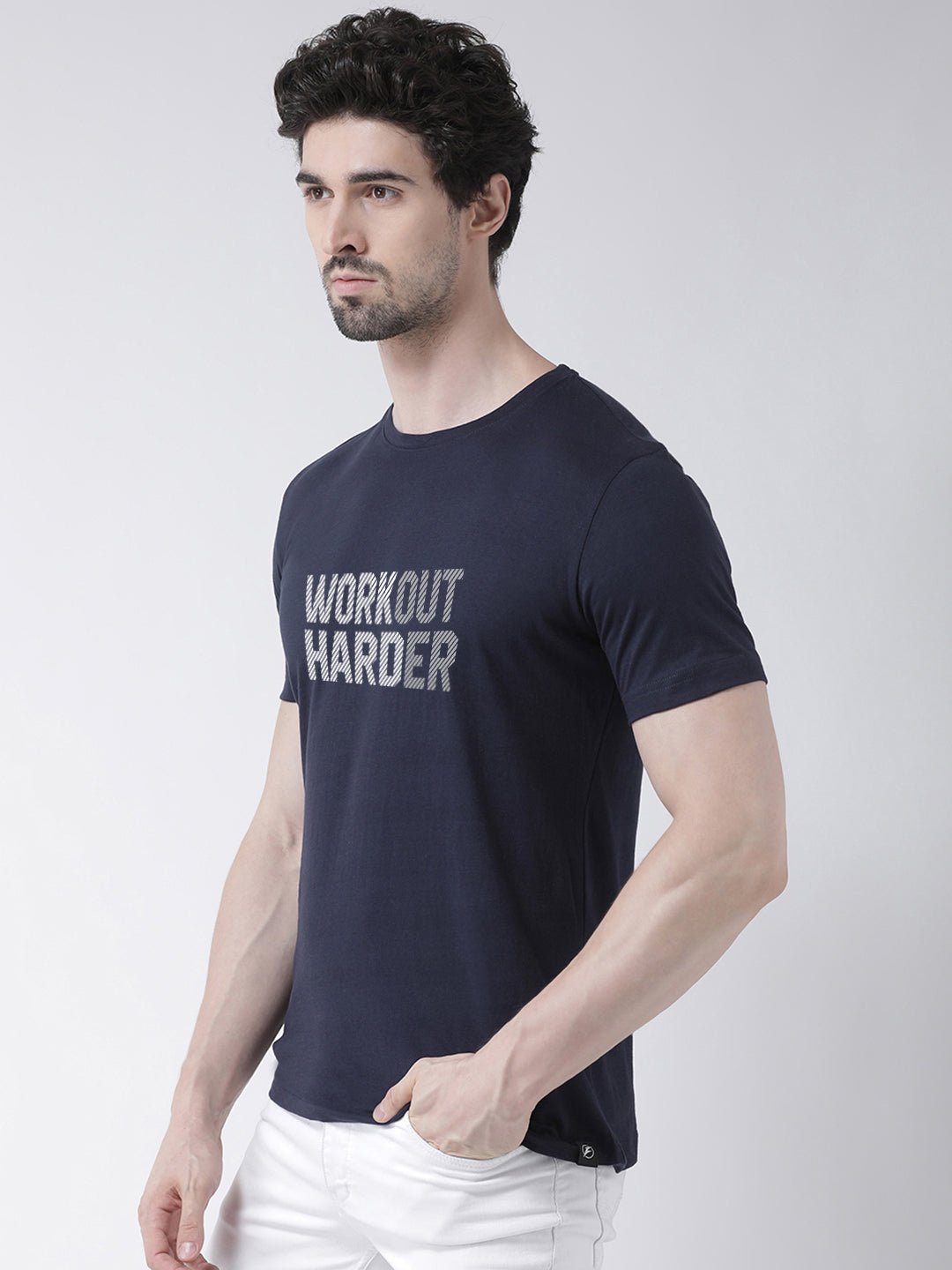 Workout harder Printed Clearence Round Neck T-shirt - Friskers