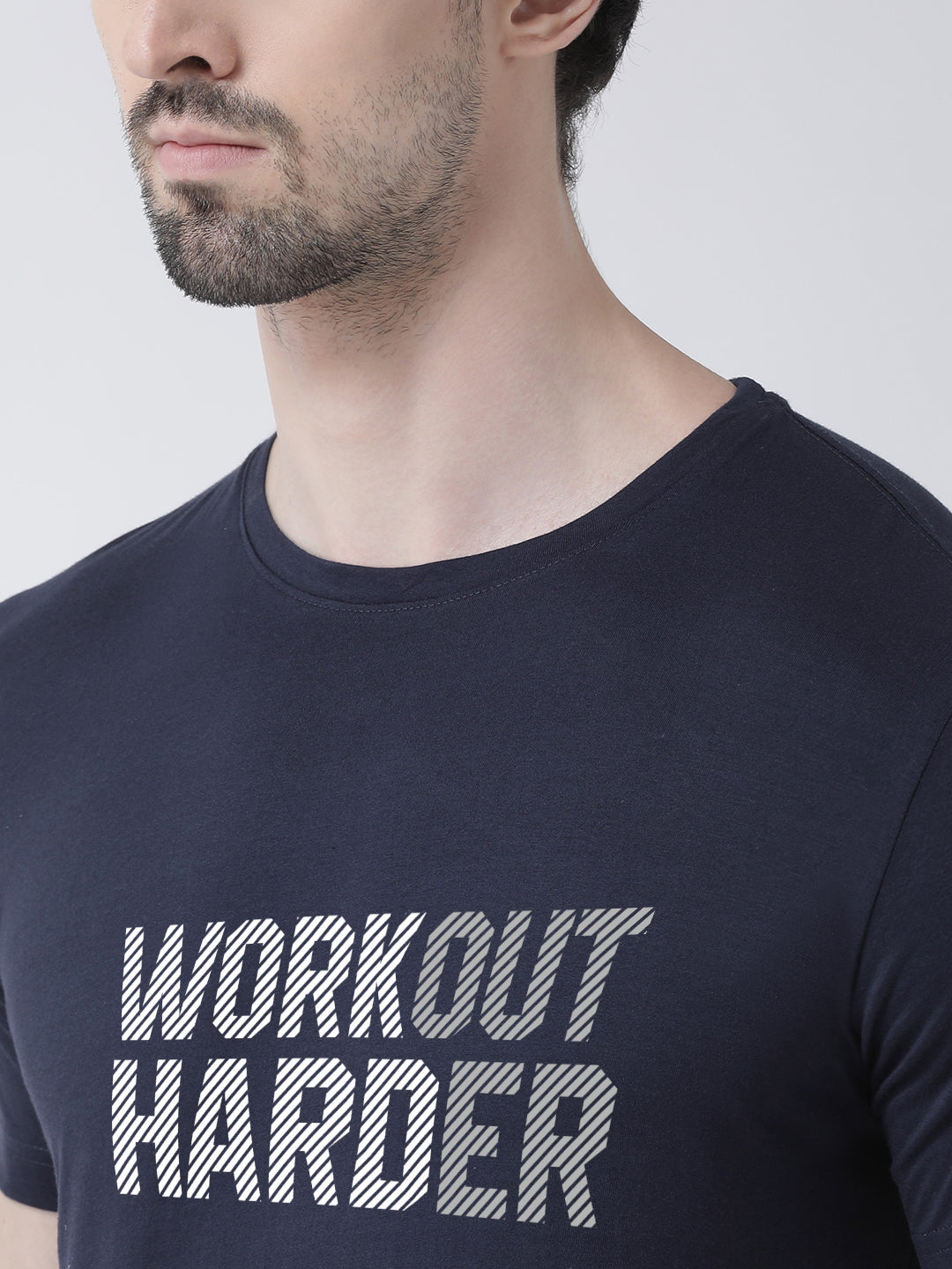 Workout harder Printed Clearence Round Neck T-shirt - Friskers